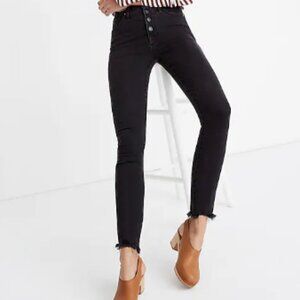 Madewell 10" High-Rise Skinny Jeans in Berkeley Black Button Fly 26